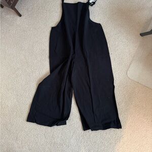 Black Wide-Leg Overalls by YESNO